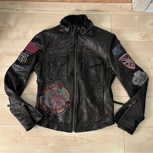 Ed Hardy Women's Black Leather Jacket